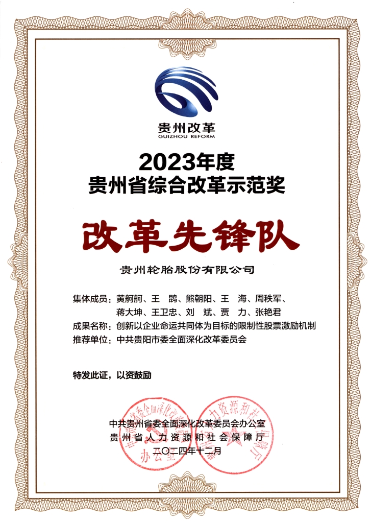 2023年度貴州省綜合改革示范獎 改革先鋒隊